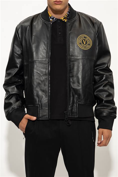 men's versace leather jacket|versace jeans couture jacket men's.